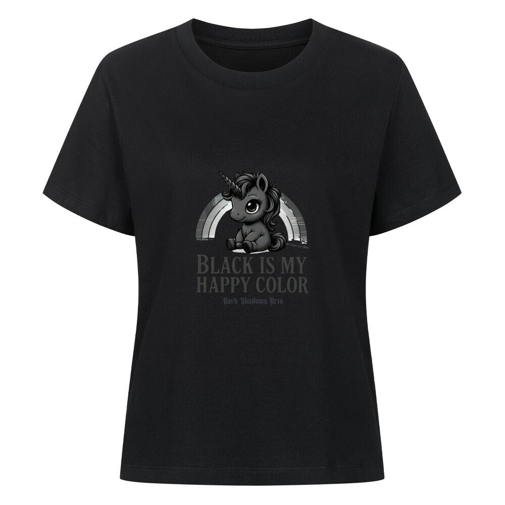 Black is My Happy Color_ Gothic Unicorn - Premium Organic Shirt Women | T-Shirt | Dark Shadows Arts