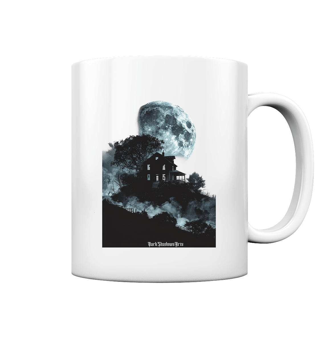 Düstere Schatten – Mysteriöses Haus im Mondlicht - Tasse glossy | Trinkgefäße | Dark Shadows Arts