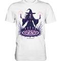 Hexen Illustration mit lila Kerzen und Pentagramm - Premium Shirt | Unisex - Shirts | Dark Shadows Arts