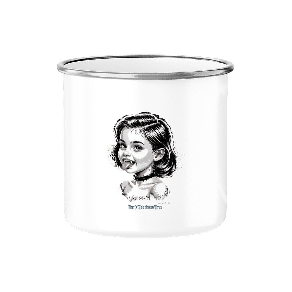 Kleine Vampirin mit Frechmut - Emaille Tasse | Mug | Dark Shadows Arts