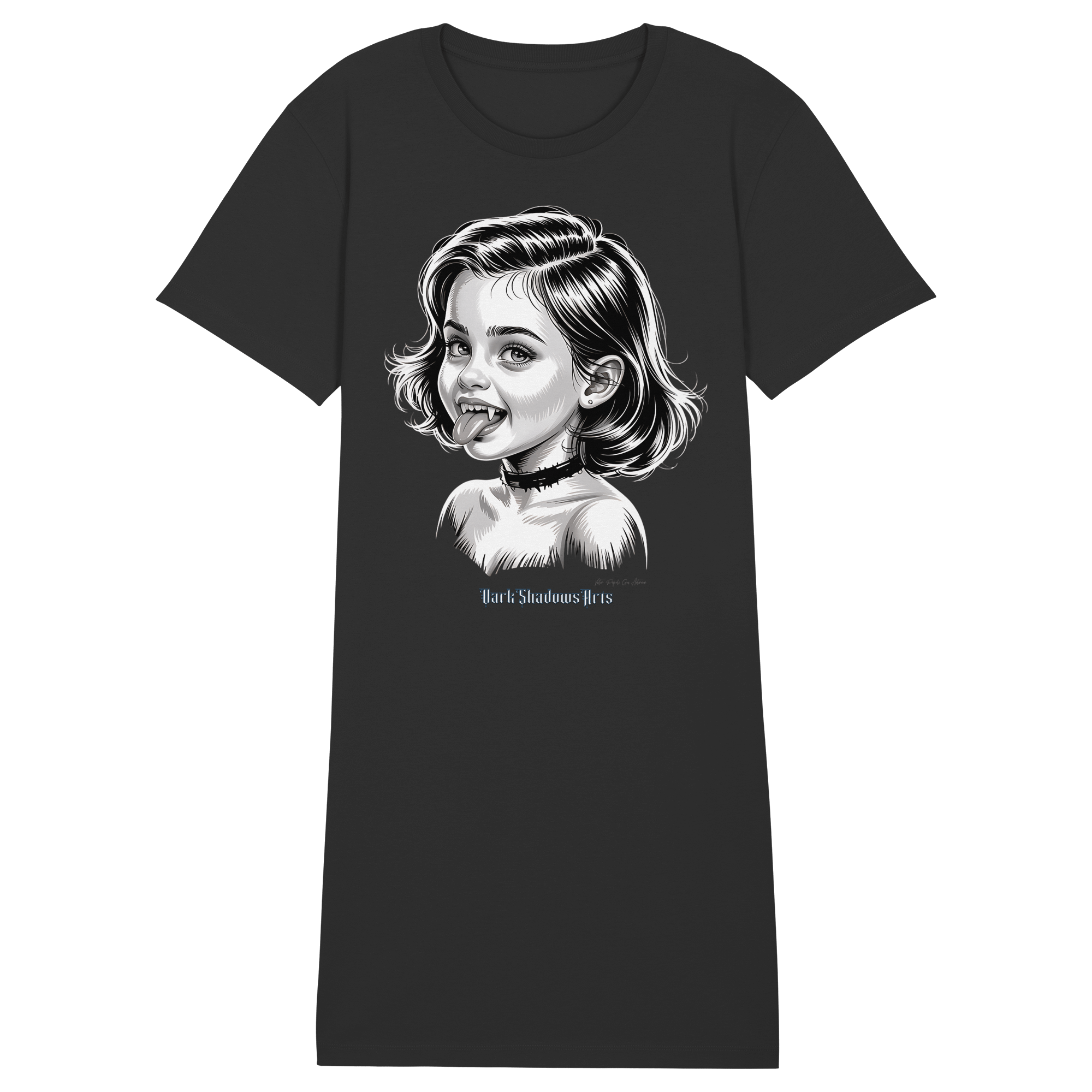 Kleine Vampirin mit Frechmut - Ladies Organic Shirt Dress - Ladies Organic Shirt Dress | Lady - Shirts | Dark Shadows Arts