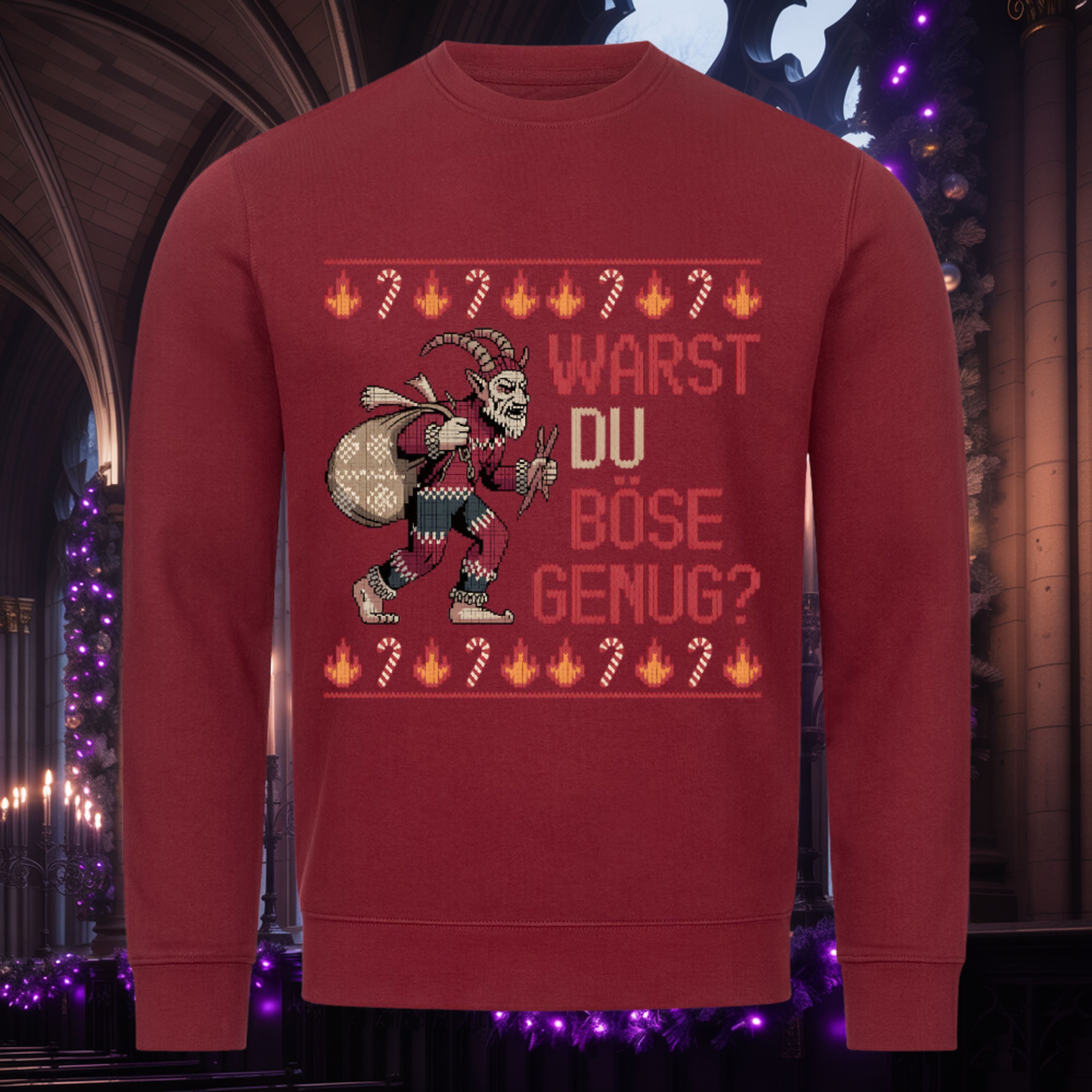 Krampus kommt zur Krönung Sweatshirt – Rot – Dark Shadows Arts, Gothic Christmas Design