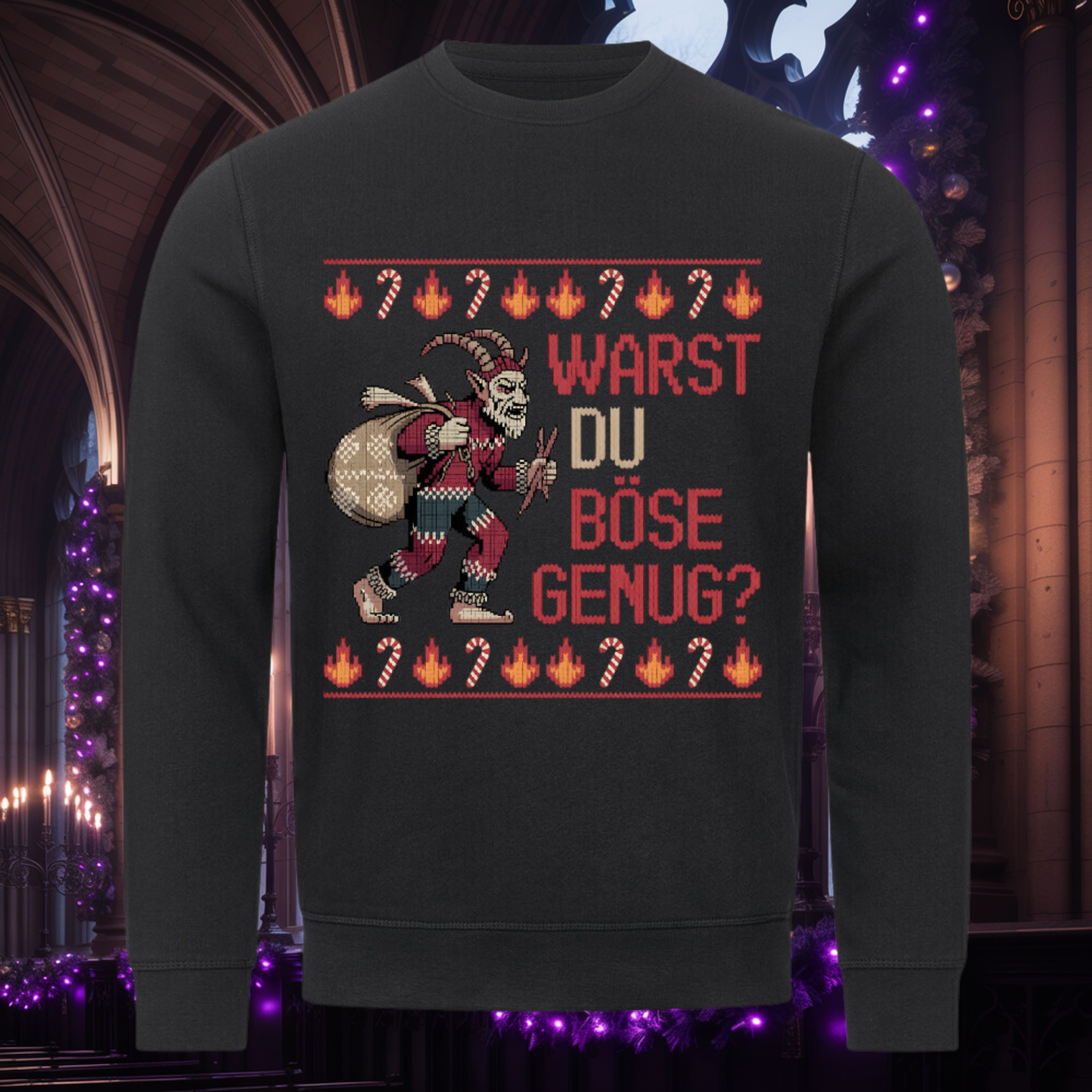 Krampus kommt zur Krönung Sweatshirt – Schwarz – Dark Shadows Arts, Gothic Christmas Design