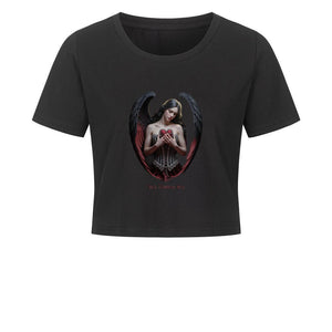 Lonely Angel - Ladies Cropped Tee | T-Shirt | Dark Shadows Arts