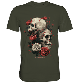 Makabre Eleganz Schädel und Rosen Kunst - Premium Shirt | Unisex - Shirts | Dark Shadows Arts
