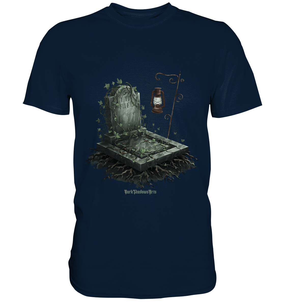 Mystische Grabstein - Illustration mit Laterne und Efeu - Premium Shirt | Unisex - Shirts | Dark Shadows Arts