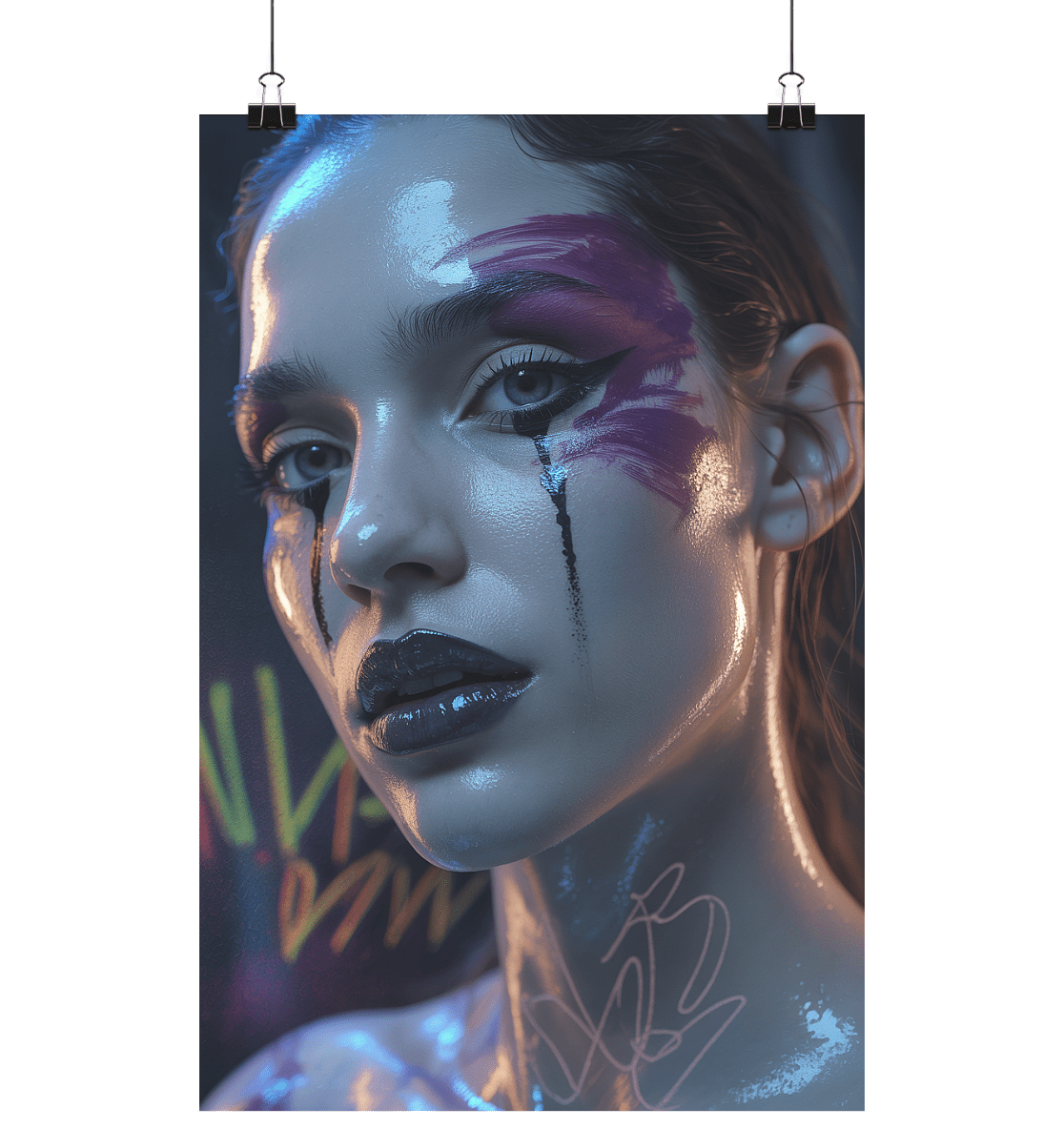 Neon ink - Abstrakte Kunst und leuchtende Symbolik auf Haut - Poster Din A1 (hoch) | Wall Art | Dark Shadows Arts