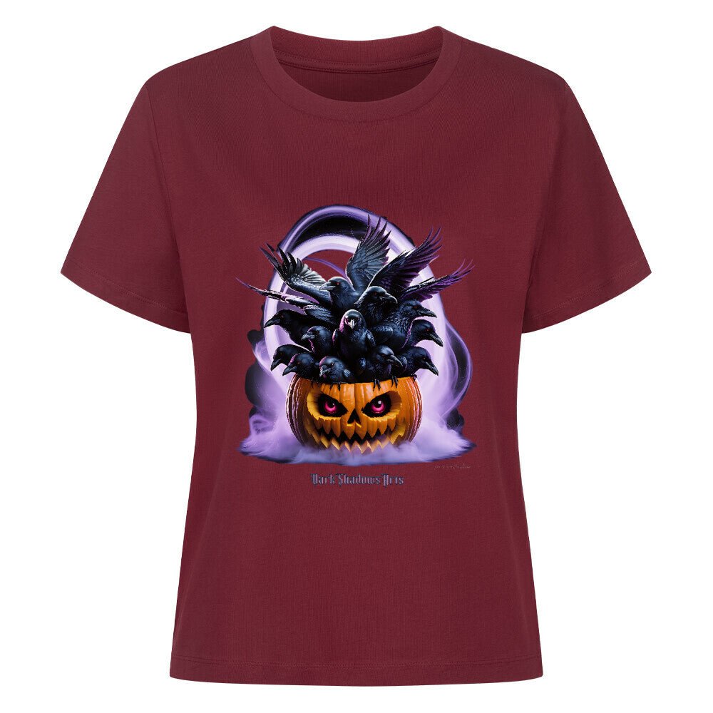 Raven Pumpkin Glow - Premium Organic Shirt Women | T-Shirt | Dark Shadows Arts