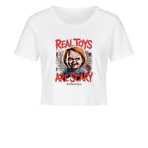 Real Toys Are Scary –Ladies Cropped Tee | T-Shirt | Dark Shadows Arts