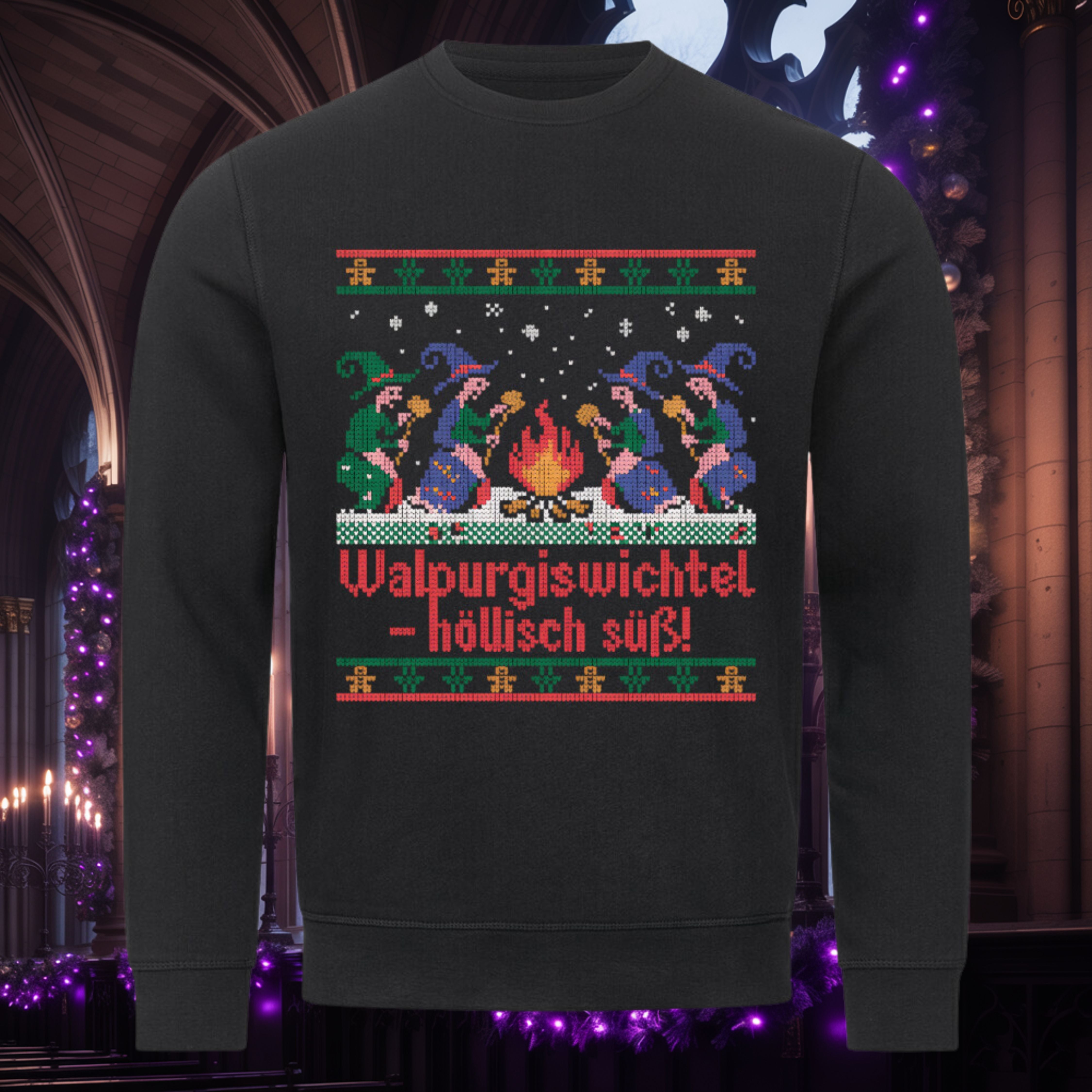 Walpurgiswichtel Sweatshirt – Schwarz – Dark Shadows Arts, höllisch süßer Gothic Christmas Pullover