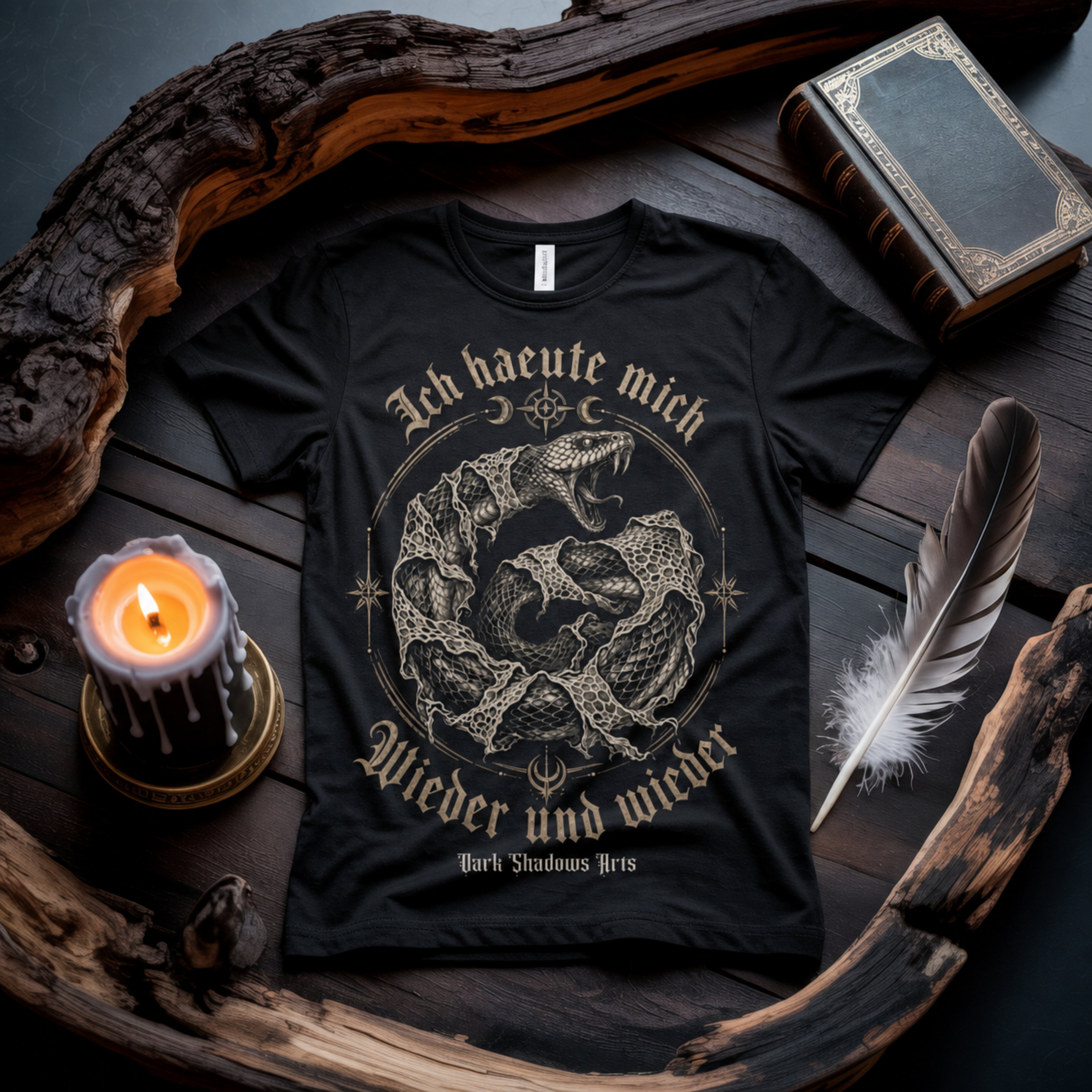 Ich haeute mich Wieder und wieder Gothic Schlangen Oversized T-Shirt