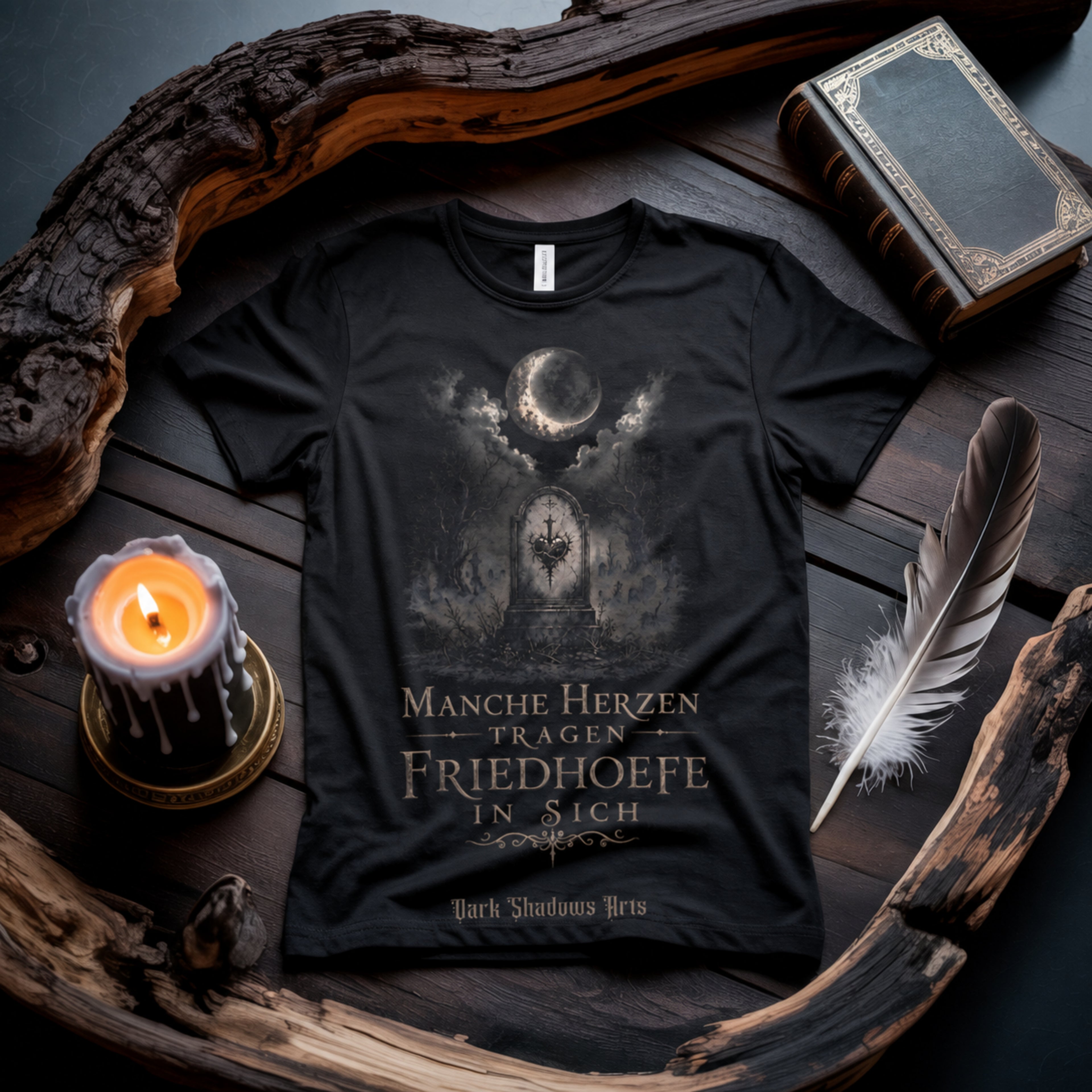 Manche Herzen tragen Friedhoefe in sich – Gothic Schattenpoesie Mond Premium T-Shirt