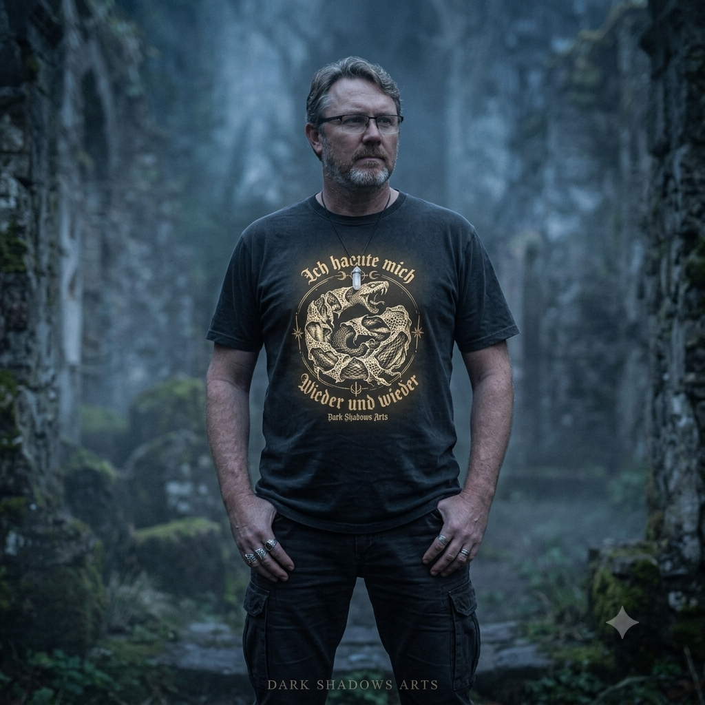 Ich haeute mich Wieder und wieder Gothic Schlangen Oversized T-Shirt