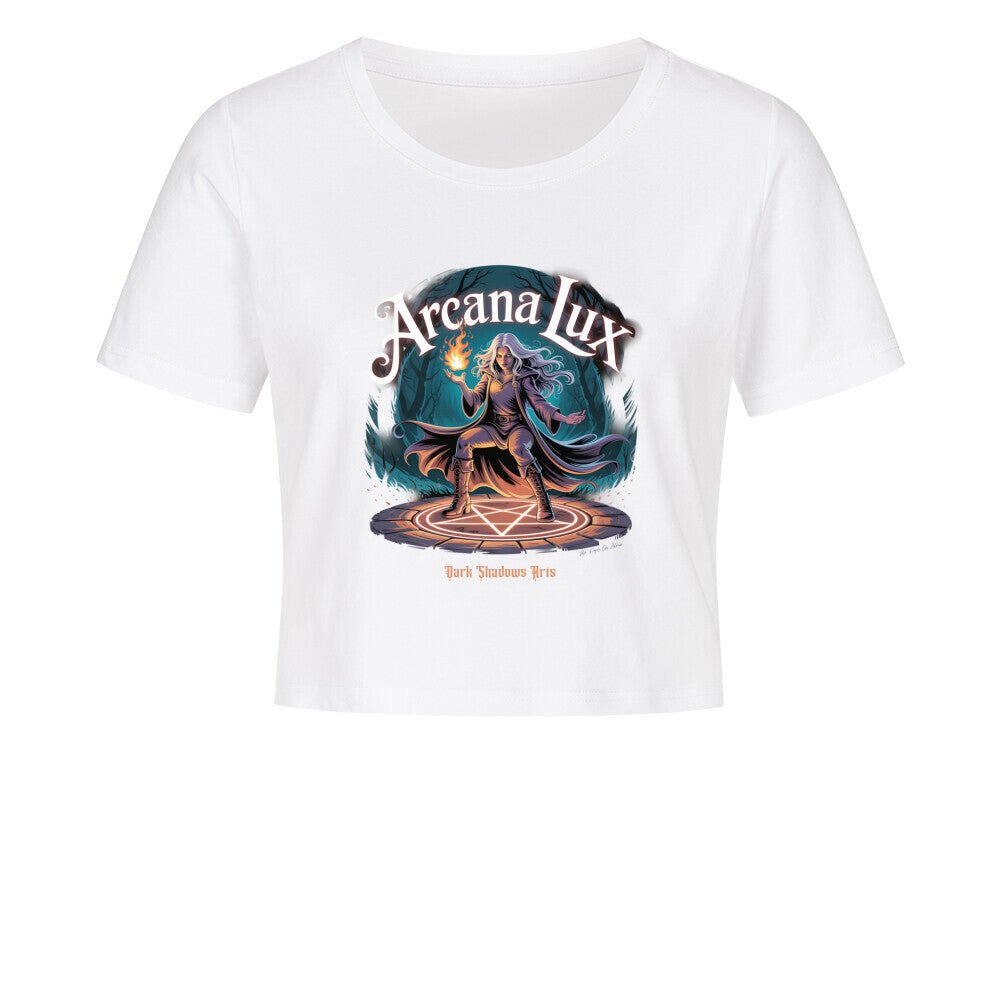 Arcana Lux_ Magische Flamme & Runenkreis - Ladies Cropped Tee | T-Shirt | Dark Shadows Arts