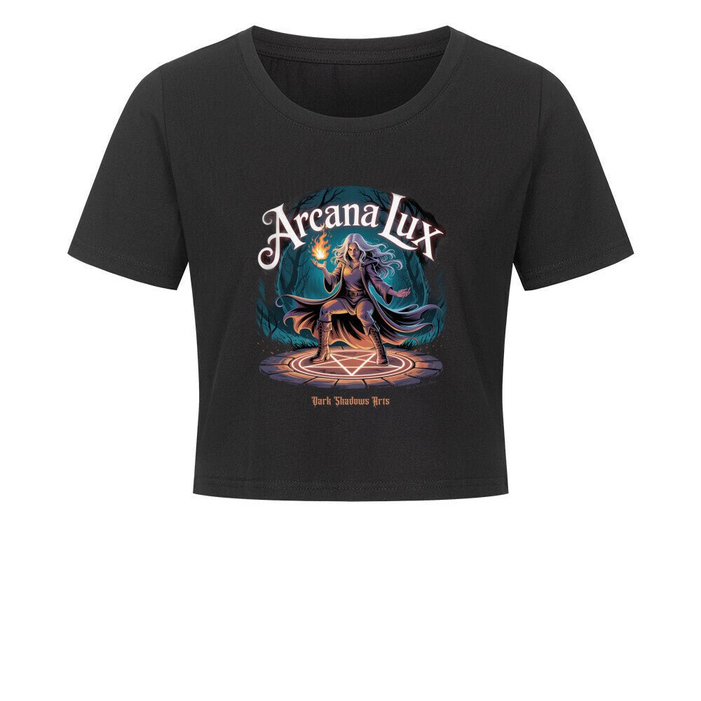 Arcana Lux_ Magische Flamme & Runenkreis - Ladies Cropped Tee | T-Shirt | Dark Shadows Arts