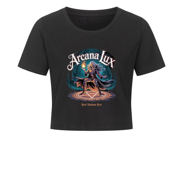 Arcana Lux_ Magische Flamme & Runenkreis - Ladies Cropped Tee | T-Shirt | Dark Shadows Arts
