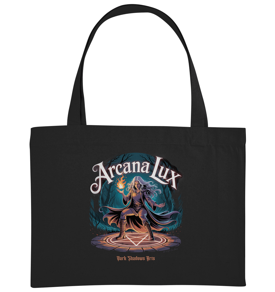 Arcana Lux_ Magische Flamme & Runenkreis - Organic Shopping - Bag - Organic Shopping - Bag | Taschen | Dark Shadows Arts