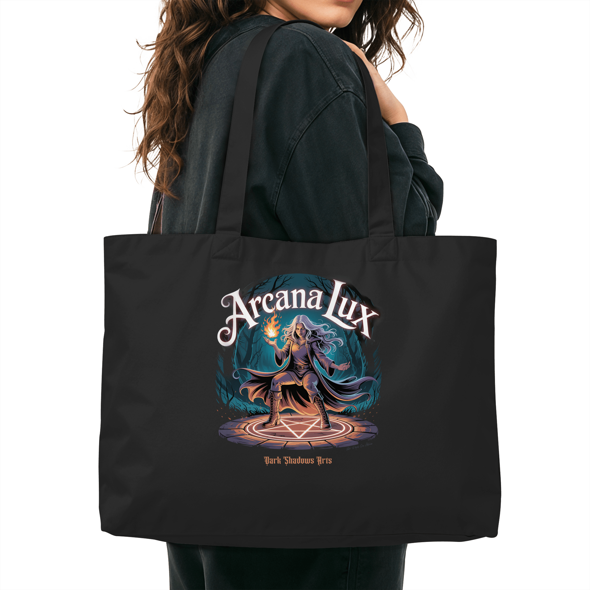Arcana Lux_ Magische Flamme & Runenkreis - Organic Shopping - Bag - Organic Shopping - Bag | Taschen | Dark Shadows Arts