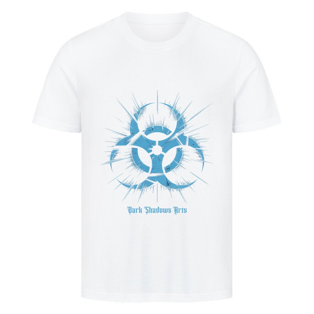 Biohazard Blue_ Apokalyptisches Symbol - HigherBlanks Premium T-Shirt | T-Shirt | Dark Shadows Arts