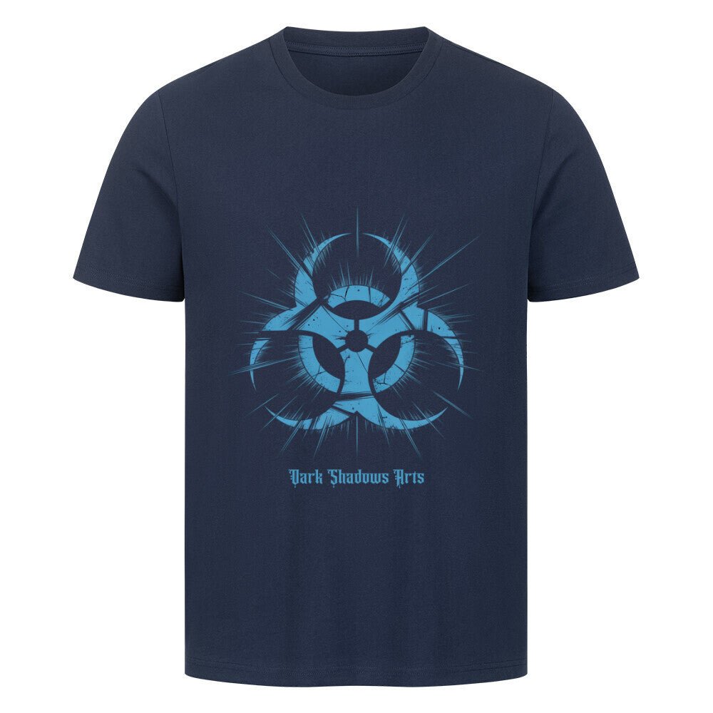 Biohazard Blue_ Apokalyptisches Symbol - HigherBlanks Premium T-Shirt | T-Shirt | Dark Shadows Arts