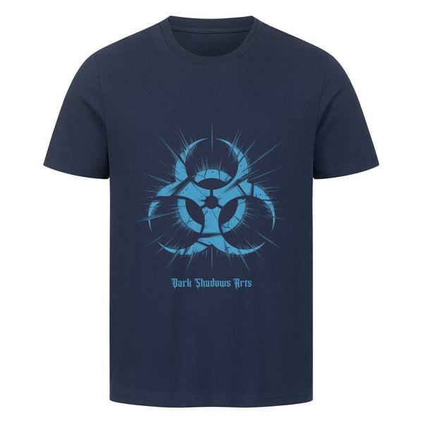 Biohazard Blue_ Apokalyptisches Symbol - HigherBlanks Premium T-Shirt | T-Shirt | Dark Shadows Arts
