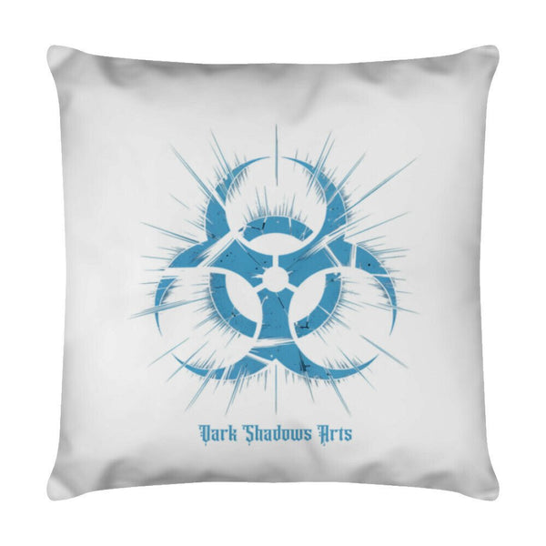 Biohazard Blue_ Apokalyptisches Symbol - Kissen | Pillow | Dark Shadows Arts