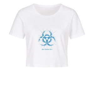 Biohazard Blue_ Apokalyptisches Symbol - Ladies Cropped Tee | T-Shirt | Dark Shadows Arts