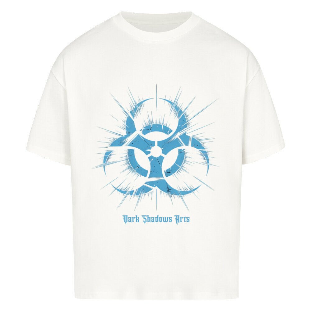 Biohazard Blue_ Apokalyptisches Symbol - VACANCY Oversized Shirt | T-Shirt | Dark Shadows Arts