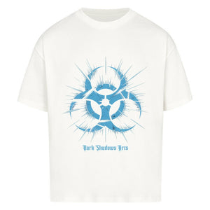Biohazard Blue_ Apokalyptisches Symbol - VACANCY Oversized Shirt | T-Shirt | Dark Shadows Arts