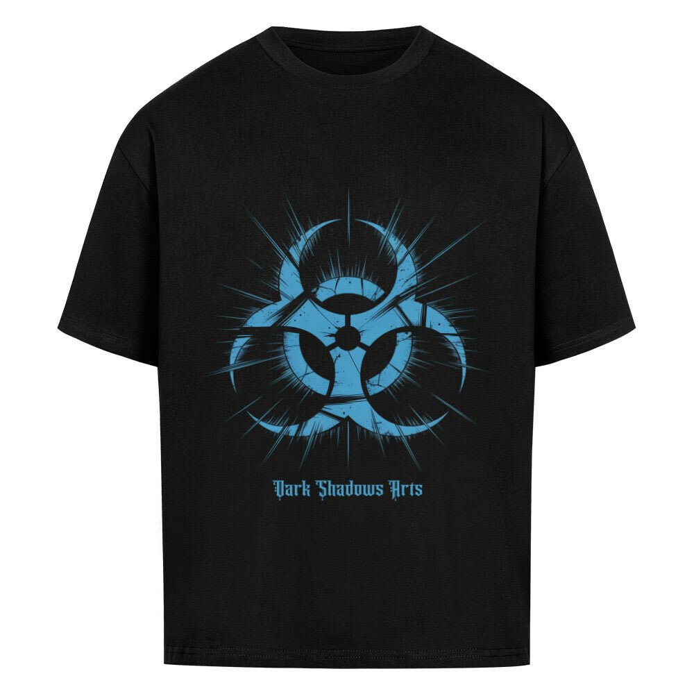 Biohazard Blue_ Apokalyptisches Symbol - VACANCY Oversized Shirt | T-Shirt | Dark Shadows Arts