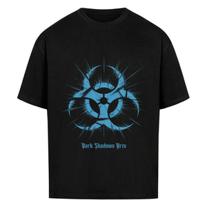 Biohazard Blue_ Apokalyptisches Symbol - VACANCY Oversized Shirt | T-Shirt | Dark Shadows Arts