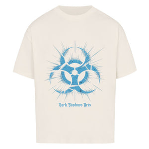 Biohazard Blue_ Apokalyptisches Symbol - VACANCY Oversized Shirt | T-Shirt | Dark Shadows Arts