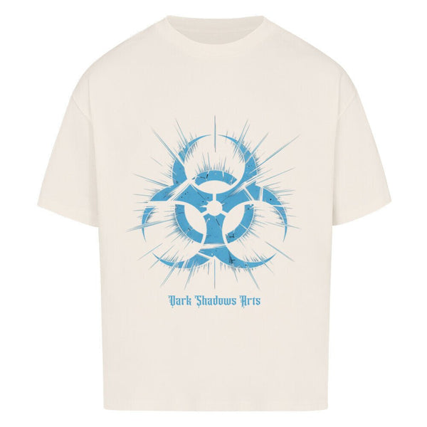 Biohazard Blue_ Apokalyptisches Symbol - VACANCY Oversized Shirt | T-Shirt | Dark Shadows Arts