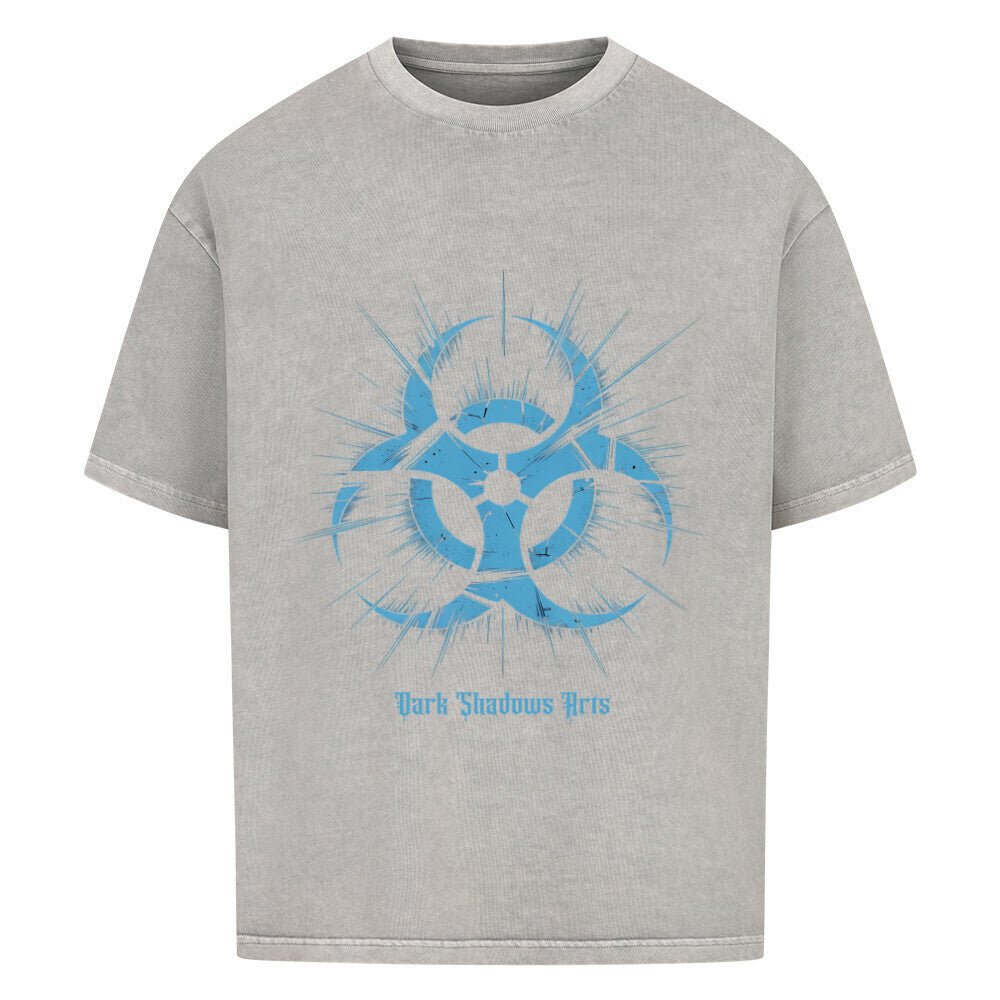 Biohazard Blue_ Apokalyptisches Symbol - VACANCY Oversized Shirt | T-Shirt | Dark Shadows Arts