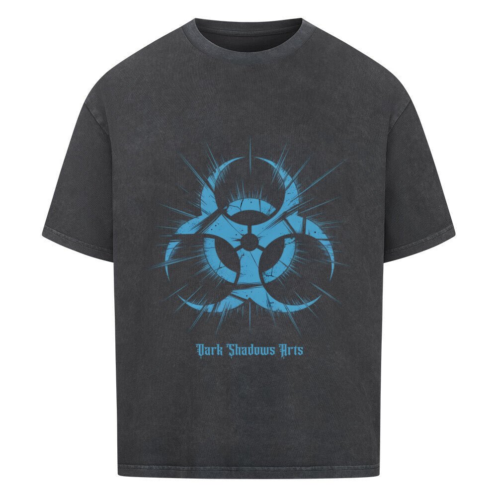 Biohazard Blue_ Apokalyptisches Symbol - VACANCY Oversized Shirt | T-Shirt | Dark Shadows Arts