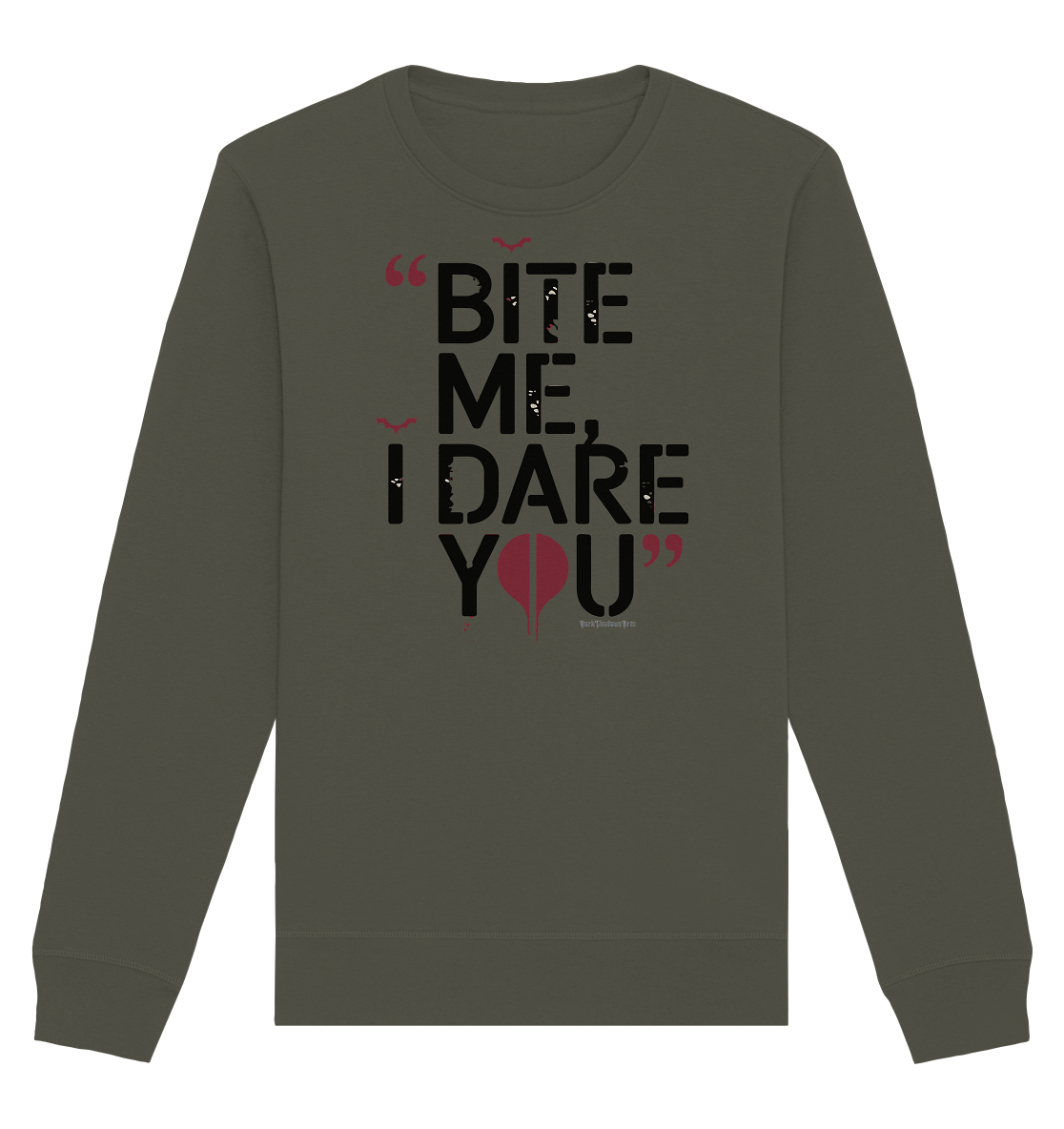 BITE ME, I DARE YOU – Dunkle Versuchung & furchtlose Herausforderung - Organic Basic Unisex Sweatshirt | Sweatshirts | Dark Shadows Arts