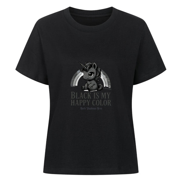Black is My Happy Color_ Gothic Unicorn - Premium Organic Shirt Women | T-Shirt | Dark Shadows Arts