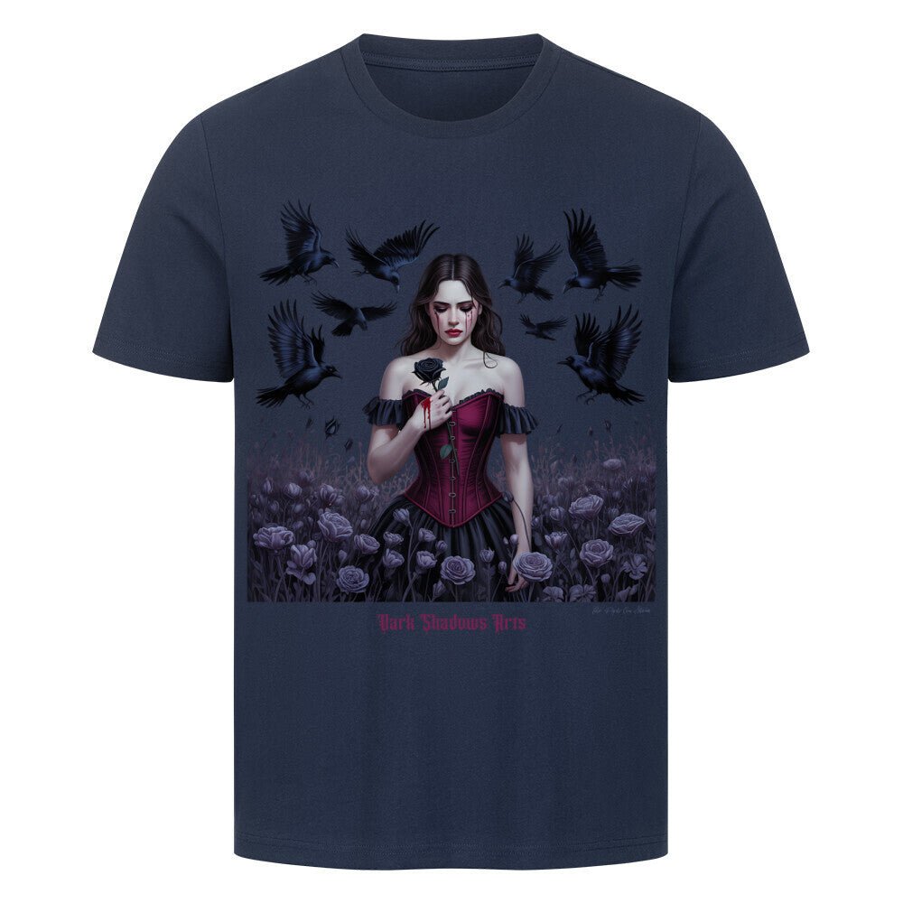 Black Rose Sorrow_ Blutige Träne & Rabenliebe - HigherBlanks Premium T-Shirt | T-Shirt | Dark Shadows Arts