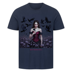 Black Rose Sorrow_ Blutige Träne & Rabenliebe - HigherBlanks Premium T-Shirt | T-Shirt | Dark Shadows Arts