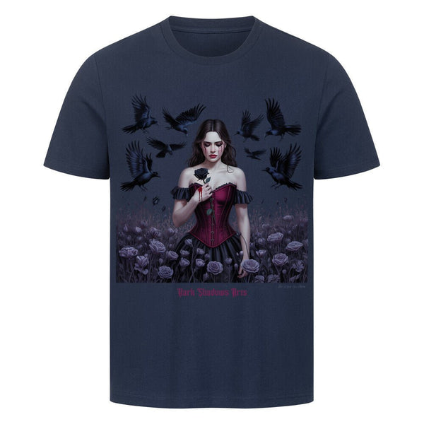 Black Rose Sorrow_ Blutige Träne & Rabenliebe - HigherBlanks Premium T-Shirt | T-Shirt | Dark Shadows Arts