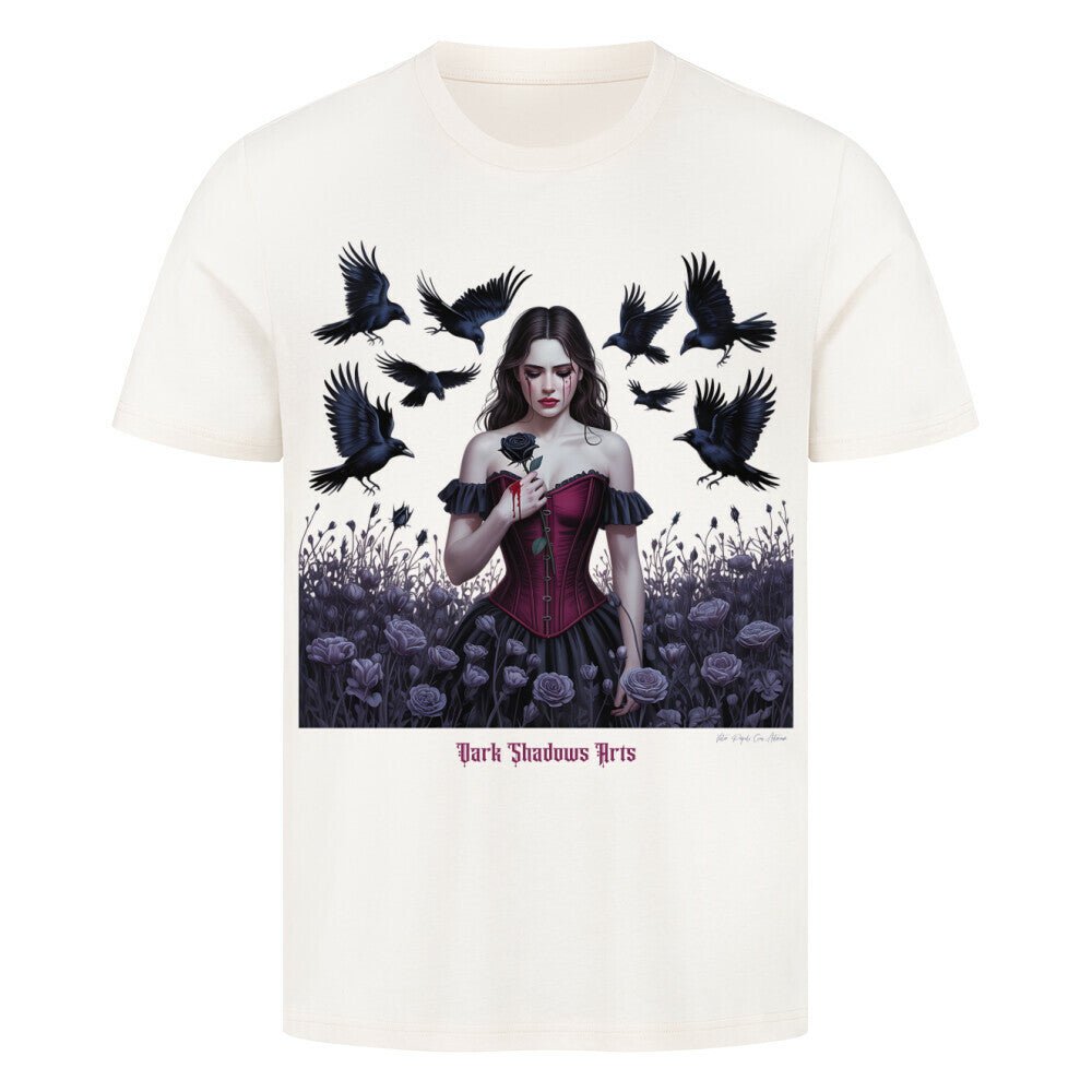 Black Rose Sorrow_ Blutige Träne & Rabenliebe - HigherBlanks Premium T-Shirt | T-Shirt | Dark Shadows Arts