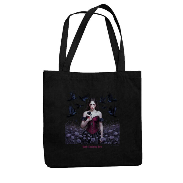 Black Rose Sorrow_ Blutige Träne & Rabenliebe - Jutebeutel | Bag | Dark Shadows Arts