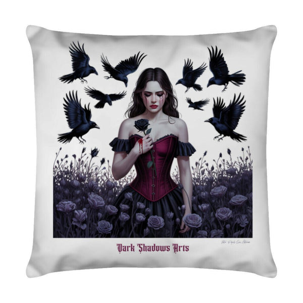Black Rose Sorrow_ Blutige Träne & Rabenliebe - Kissen | Pillow | Dark Shadows Arts