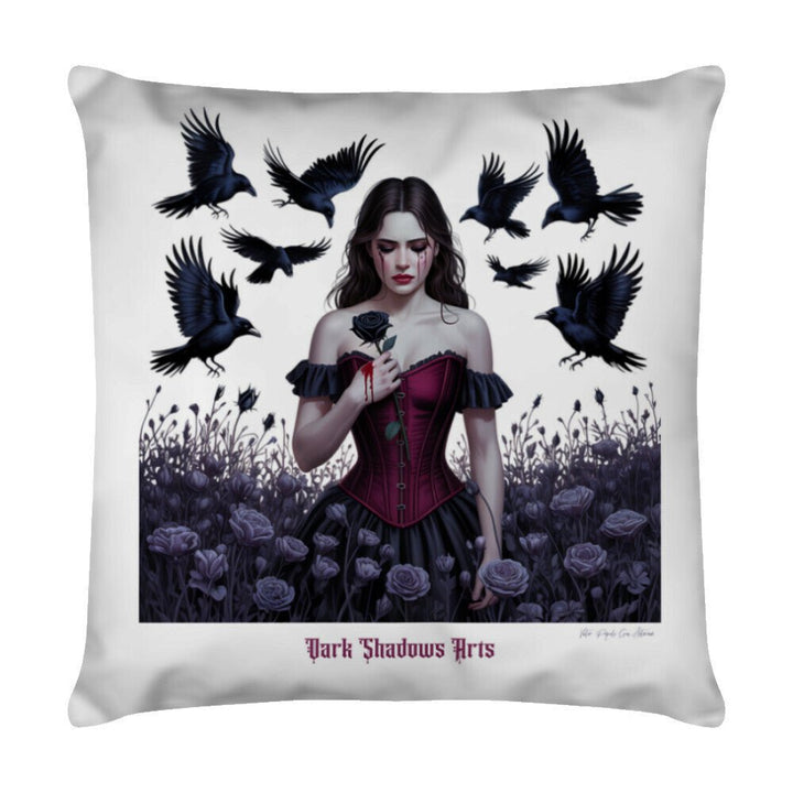 Black Rose Sorrow_ Blutige Träne & Rabenliebe - Kissen | Pillow | Dark Shadows Arts