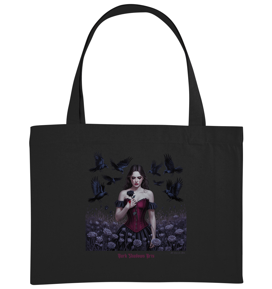 Black Rose Sorrow_ Blutige Träne & Rabenliebe - Organic Shopping - Bag - Organic Shopping - Bag | Taschen | Dark Shadows Arts