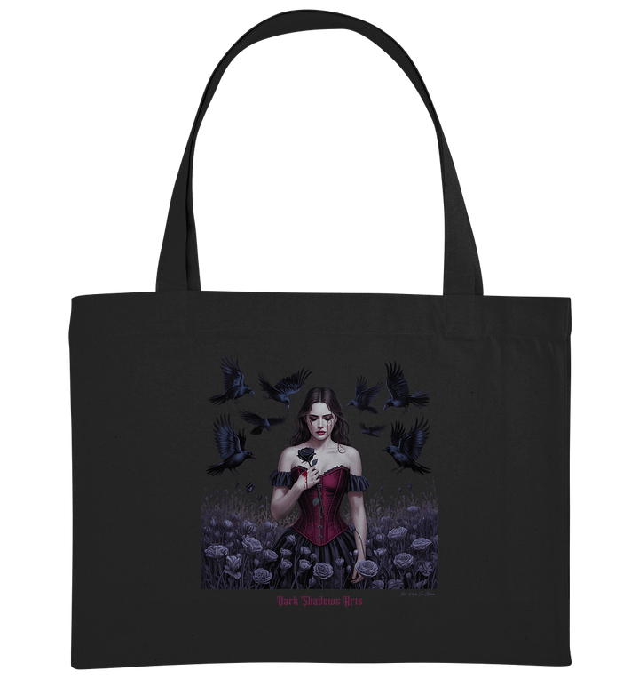 Black Rose Sorrow_ Blutige Träne & Rabenliebe - Organic Shopping - Bag - Organic Shopping - Bag | Taschen | Dark Shadows Arts