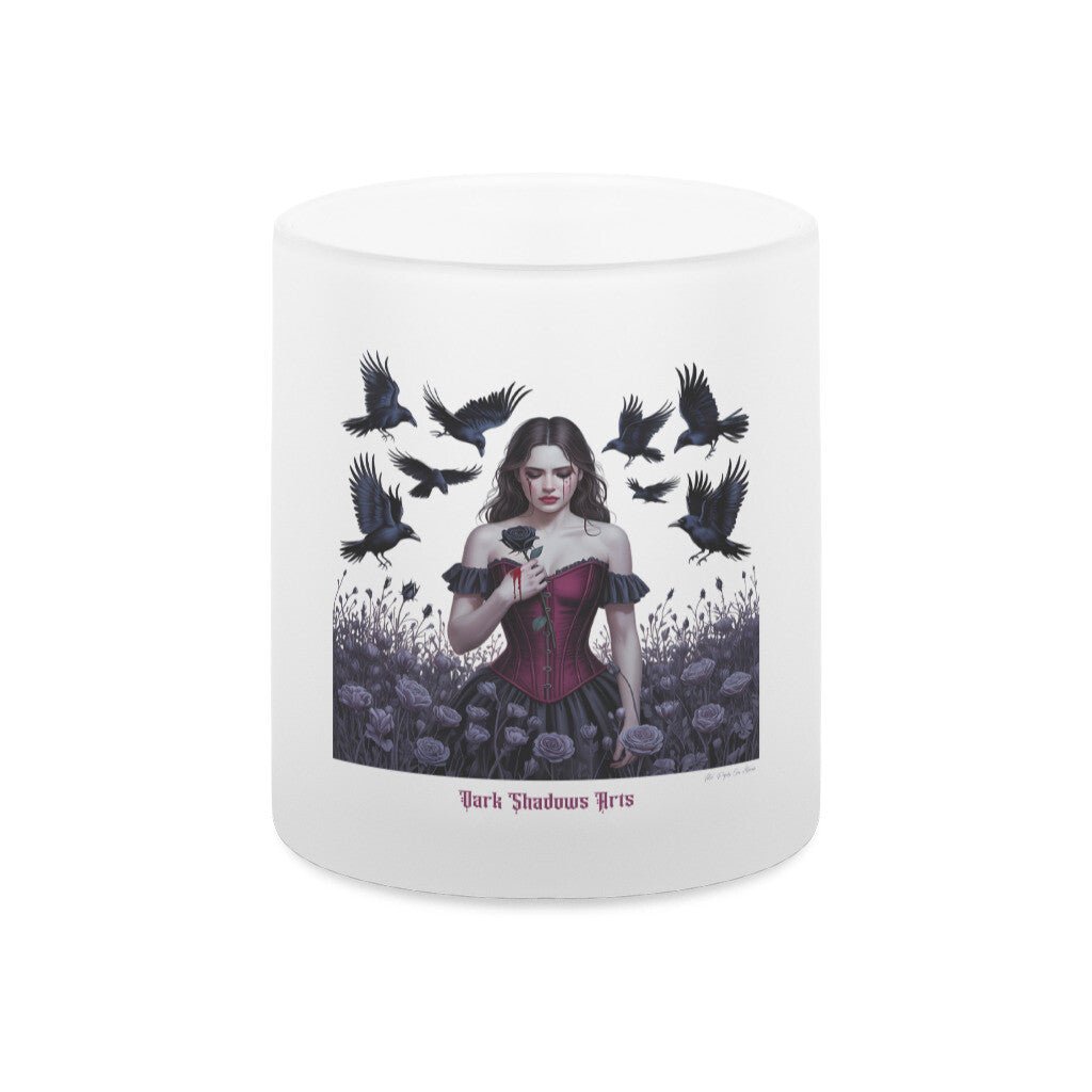 Black Rose Sorrow_ Blutige Träne & Rabenliebe - Teelichthalter satiniert | Mug | Dark Shadows Arts