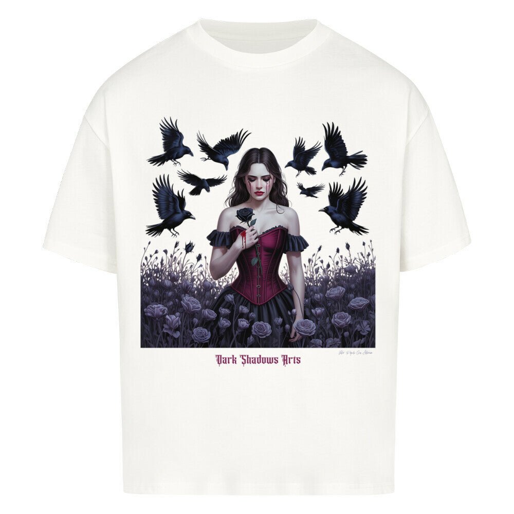 Black Rose Sorrow_ Blutige Träne & Rabenliebe - VACANCY Oversized Shirt | T-Shirt | Dark Shadows Arts