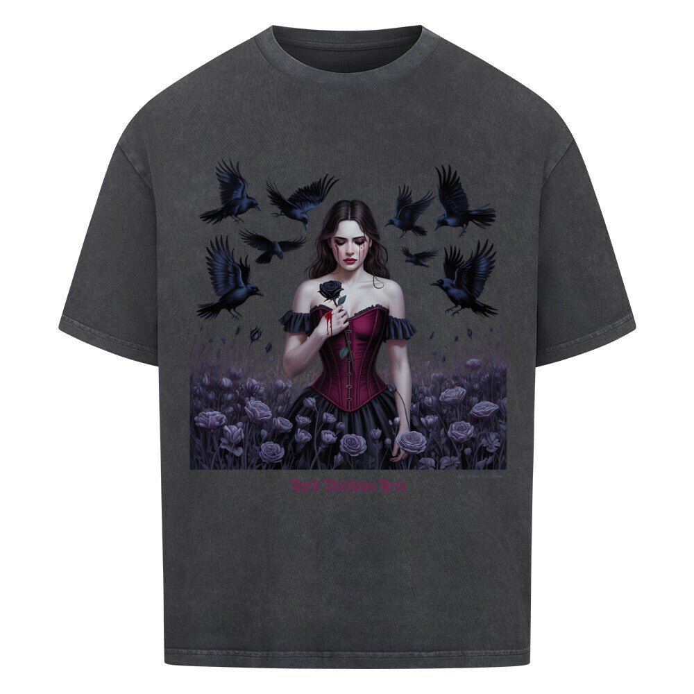 Black Rose Sorrow_ Blutige Träne & Rabenliebe - VACANCY Oversized Shirt | T-Shirt | Dark Shadows Arts