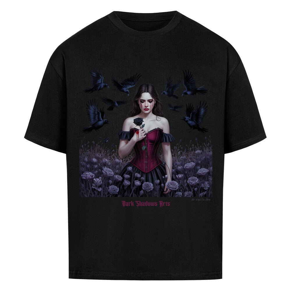 Black Rose Sorrow_ Blutige Träne & Rabenliebe - VACANCY Oversized Shirt | T-Shirt | Dark Shadows Arts